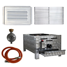 Gastrobräter m. Grillrost Gasgrill Edelstahl 1 flammig mit Rost 34 x  53 x 27 cm