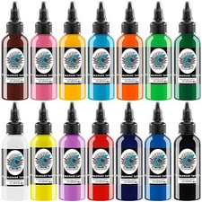 DLD Tattoo Farbe Set Profi 14 Farben 30ml pro Flasche, Schwarz Rot Weiß Tattoos 