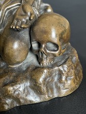 Antike Bronze Statue Büßende Maria Magdalena Memento Mori Bronzefigur Sklulptur 