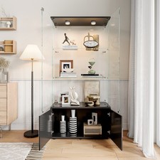 Glasvitrine Standvitrine 3 Lagen & 1 abschließbaren Türen mit LED-Beleuchtung