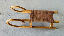 Vintage alt Rodelschlitten Hörner-Rodel Zugseil Natur Sitzfläche Holzschlitten