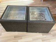 2 RATTAN PFLANZENKÜBEL VON TALFA 55cm x 55cm x 45cm