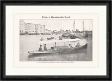 Erstes Benzmotorboot 1887 Carl Benz Rhein Braunbeck Foto Faks Sport 232 Gerahmt