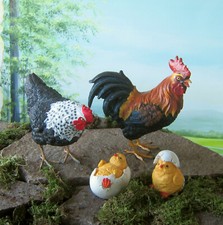 Hahn Huhn 2 Küken Figur
