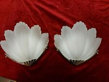 2 moderne Wandlampen, Muschelform, hochwertiges tolles Glas, geriffelt, silberfa