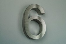 3D-Hausnummer 6 aus Edelstahl