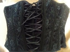 Lostwear Korsett Corsage XL schwarz mit Spitze und Samt Top Zustand