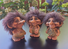 Lot von 3 Ny Form Troll Figuren | Original Norwegen | Vintage | Handgefertigt