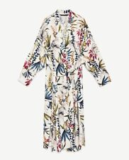 ❤️ ZARA BASIC KIMONO MANTEL MIT GÜRTEL PRINT BLUMEN BOHEMIAN SATIN JACKE