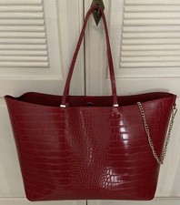 NEU ZARA Shopper  Kroko rot mit Goldkettchen & innen Clutch
