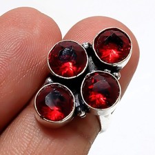 Mosambik Granat Edelstein Ring Handarbeit Jahrestag Geschenk Schmuck 5,75" MX...