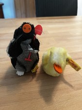 Steiff Tiere Maulwurf mit Schaufel und Ente, Vintage
