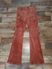 Review Damen Cordsamt Schlaghose flared Leggings Rostbraun Stretch Größe L