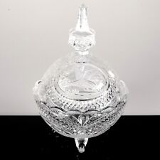 Glas Deckel Dose 17 cm Bomboniere Dreibein Schale Gänse Gans Vintage ReUse
