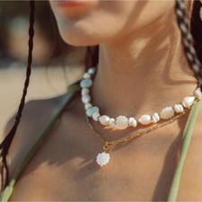 Damenkette perlenkette weiß - damenkette,