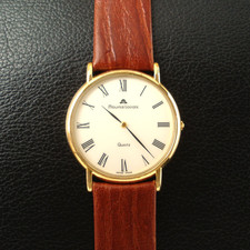 Maurice Lacroix Quarz 56149 superflache Herren Armbanduhr Gold Uhr 34mm neue Bat