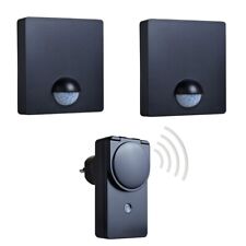 Funk Set AUßEN PIR Bewegungsmelder Batteriebetrieb 230V Steckdose Melder Switch