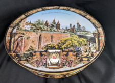 Blechdose E.Otto Schmidt Nürnberg, ovale Lebkuchendose, Stadtansichten Nürnberg