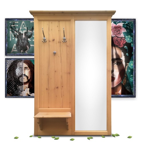 Garderobe weichholz gebürstet - weichholz,