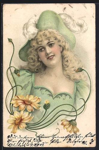 Jugendstil blonde dame in - blonde,