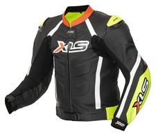 XLS Motorradjacke NEON ARROW Motorrad Lederjacke Schwarz Gelb Rot Gr. 52 NEU