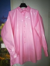 Adult  Lack PVC PLASTIK GUMMI Herren Hemd Fetisch lang Arm  Gr. XL- XXL ROSA