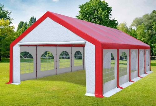Partyzelt 5x10m rot weiß pvc - 5x10m,