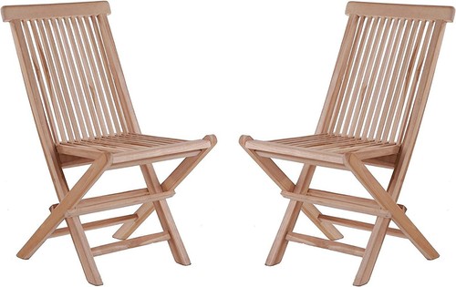 Teak klappstuhl 2er set holz - teak,