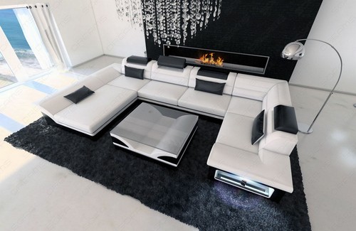 Leder wohnlandschaft couch led - wohnlandschaft,