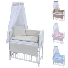 Baby Beistellbett weiß 90x40 Matratze und Bettwäsche Komplettset Soft Interlock
