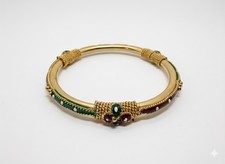 Traditioneller indischer goldfarbener Emaille Armreif - Handarbeit Blumenmotiv