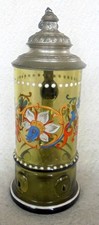 ALT Humpen Bierkrug Glaskrug um 1880 Emailmalerei Zinn Krug Sammelkrüge