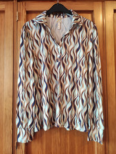 edles Poloshirt, braun-blau Ton, Glattstrick, Größe M, von Key Largo