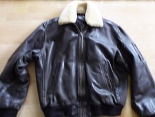 Echtleder-Fliegerjacke für Herren, Gr. 54 mit Lammfell-Kragen
