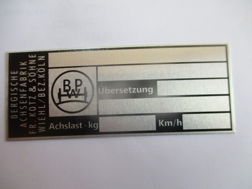 Bpw typenschild schild - typenschild,