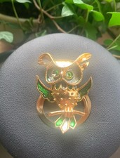 Gablonzer Halstuch-Clip/Halter, Vintage 90erJahre, Eule,  Amer. Double !480