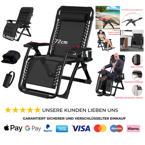 Relaxsessel liege 72cm schwarz - liege,