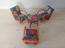 Alte Gartenmöbel mit 3 Sesseln stylische Formen 50er