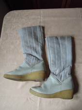 Echt Lammfellstiefel Kreppsohle Keilabsatz natur Größe 40 echt vintage 80erJahre