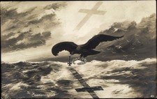 Künstler Ak Seemannsgrab, Stürmische See, Adler mit EK, NPG 451 - 10796436