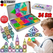34Stk Blocks Magnetic Building Kinder Spielzeug Magnetische Bausteine Blöcke DE