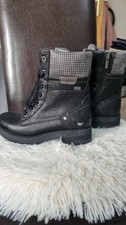 Mustang Damen Stiefeletten Gr.37 Schwarz Neu Leder