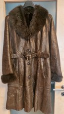 Extravaganter Echter Lammfellmantel Damen Gr. 40 Braun Kupfer Kragen Fuchsfell 