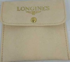 Beutel Für Longines Taschenuhr 10X10cm Beige Mit Goldener Schrift Und Knopf