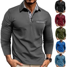 Herren Langarmshirt Poloshirt Langarm Hemd Polo Shirt Freizeit Business Tops
