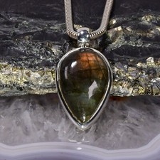 Labradorit Anhänger, 925er Silber, Edelsteinanhänger (14730), Edelsteinschmuck