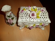 Polnische Keramik Vase und Keramik Dose Danuta Kabat, Hand made