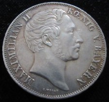 MDS BAYERN DOPPELGULDEN 2 ZWEY GULDEN 1855 "MAXIMILIAN II.", SILBER #AA