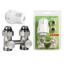 Anschlussgarnitur Thermostat-Set 1/2" Heizkörper Heizung Thermostat Gerade/Eckig