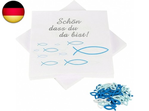 Servietten fisch blau 32 - fisch, blau,